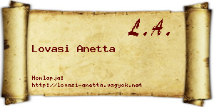 Lovasi Anetta névjegykártya